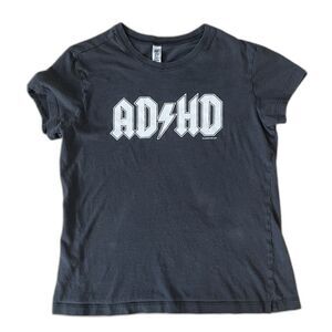 AD HD ACDC Rock & Roll Baby Tee T-Shirt by Bella sz Medium